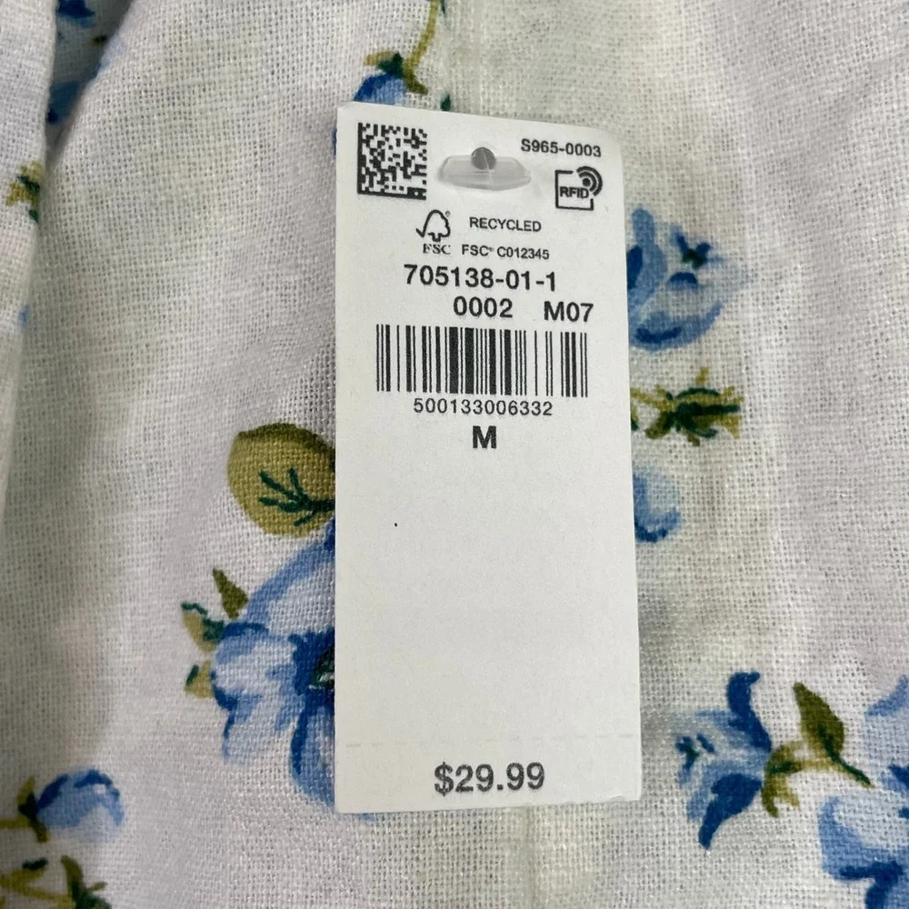 Old Navy Floral Skort Womens Medium White Blue Linen Blend Wrap Front Mini Skirt